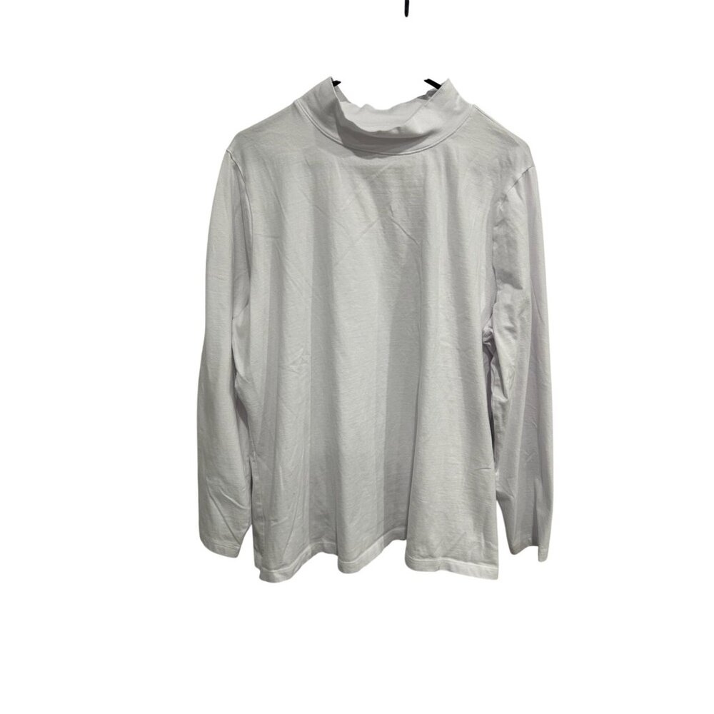 Denim & Co. Essentials Mock Neck Long Sleeve Top Solid White Sz XL Minimalist